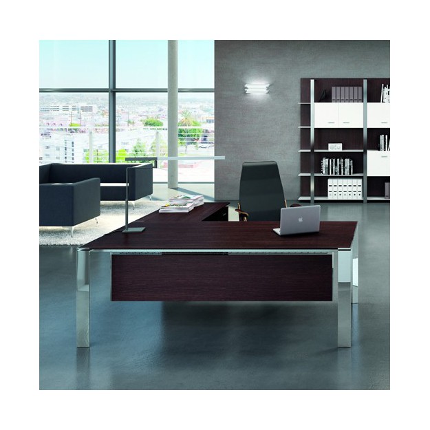 Bureau avec retour 180cm-200cm en aluminium Eight | Lemondedubureau